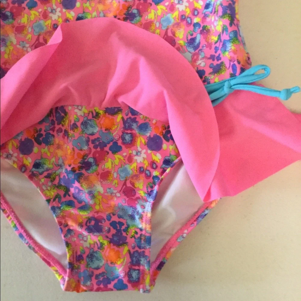 NWT YMI confetti floral print ruffle 1pc swimsuit